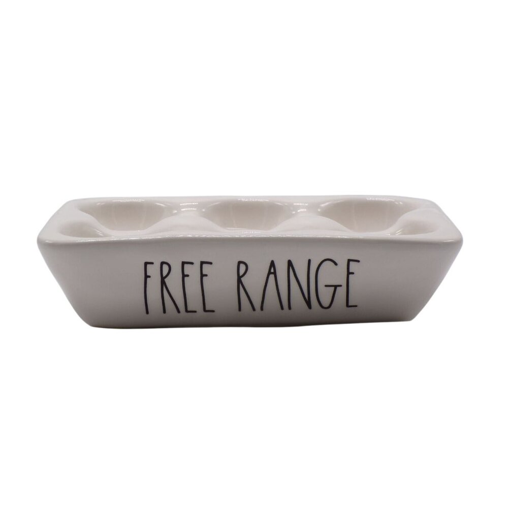NEW Rae Dunn Artisan Farmhouse FREE RANGE 6 Count Ceramic Egg Holder